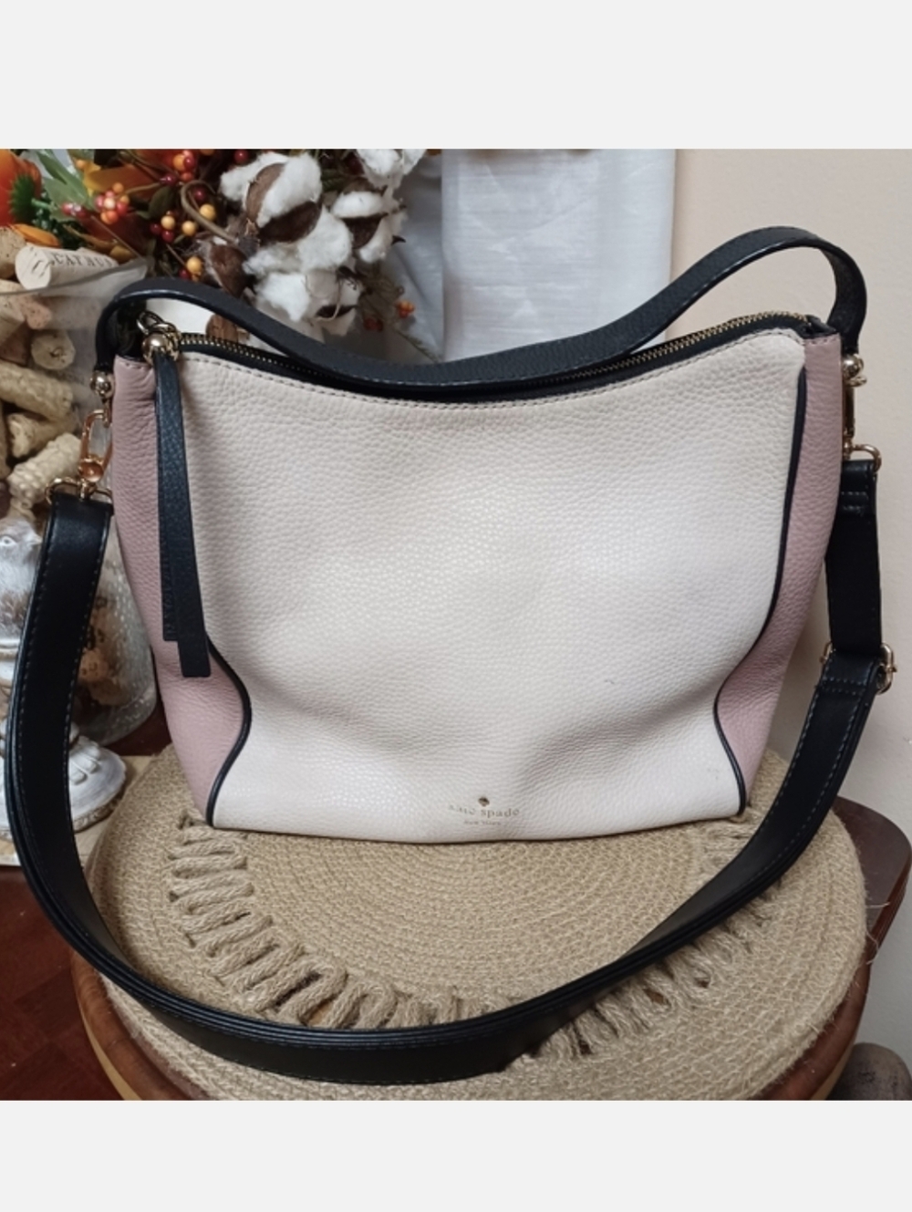 Kate Spade New York Charles Street Small Haven Bag Makeup Pink/Black/Pebble